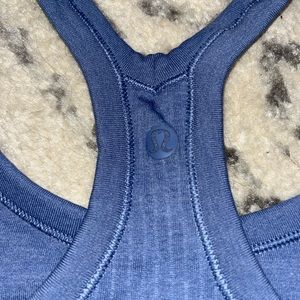 Blue ribbed racer back tank top size 6 lululemon